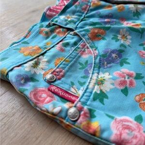 Vintage 90s No Excuses turqoise floral print shorts